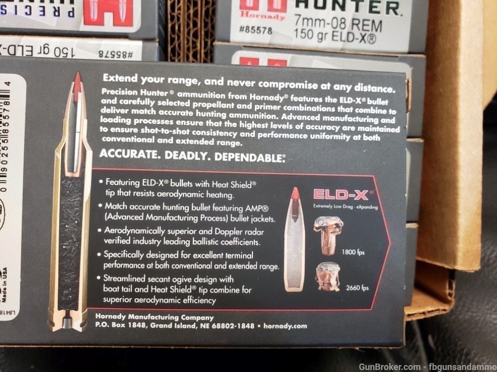 NEW 200 ROUNDS HORNADY 7MM-08 REMINGTON 150 ELD-X PRECISION HUNTER 7MM08 7-img-2