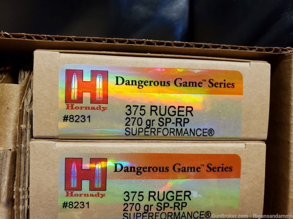 120 ROUNDS NEW HORNADY SUPERFORMANCE DANGEROUS GAME 375 RUGER 270 SP RP-img-1
