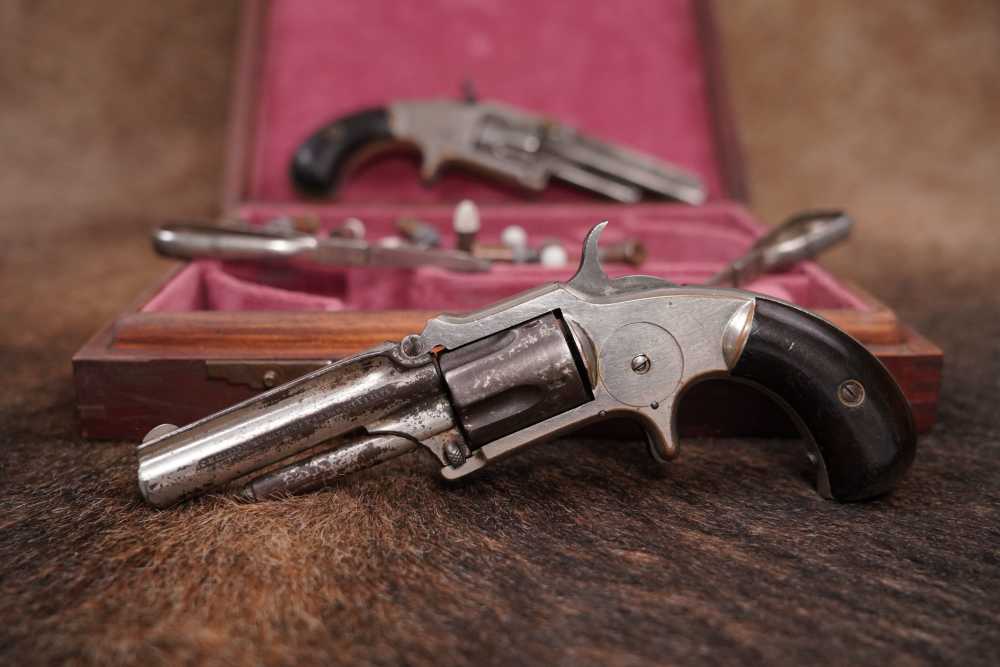 J.M. Marlin XXX Standard 1872 .30 RF Long SA Revolver Antique Cased Pair-img-2