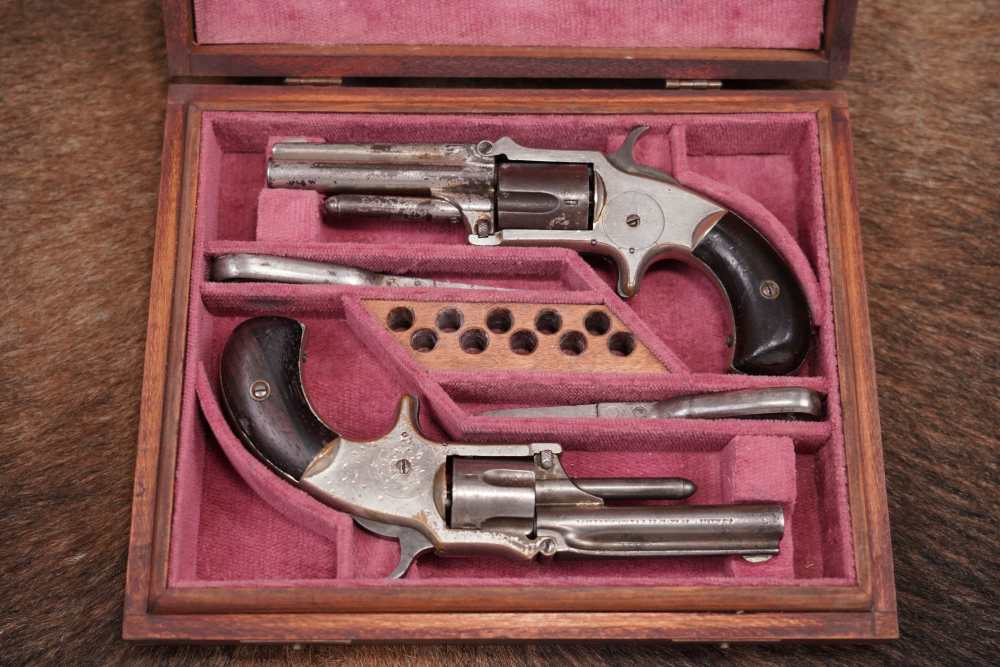 J.M. Marlin XXX Standard 1872 .30 RF Long SA Revolver Antique Cased Pair-img-44