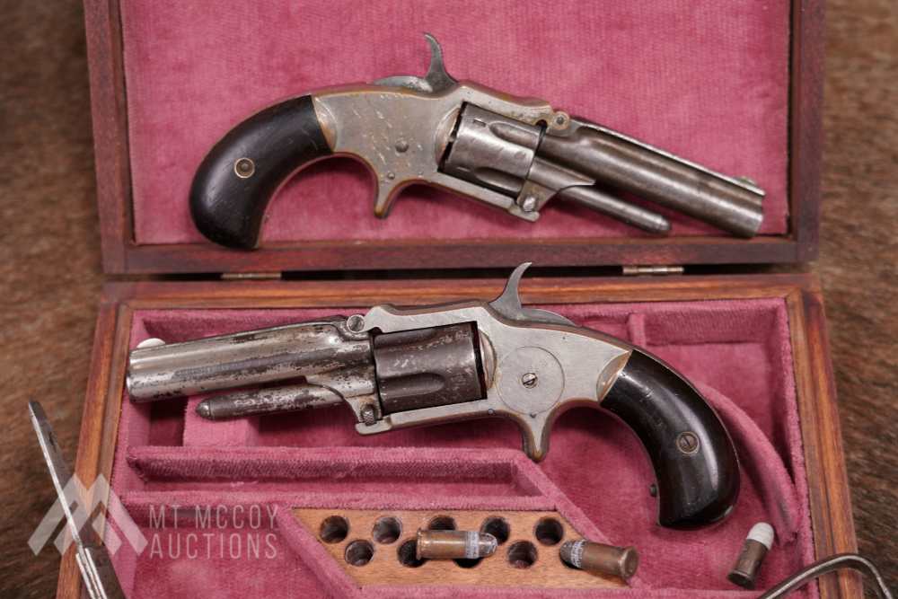 J.M. Marlin XXX Standard 1872 .30 RF Long SA Revolver Antique Cased Pair-img-0