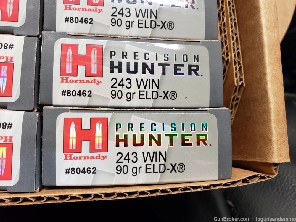 IN STOCK! 200 ROUNDS HORNADY 243 WINCHESTER ELD-X PRECISION HUNTER 90 ELD X-img-1
