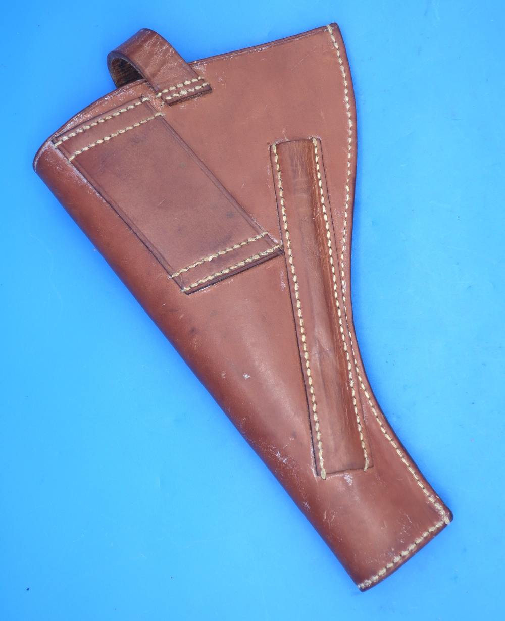 WW2 British Pattern 1914 Leather Webley 455 Holster Open Top Nice!-img-1