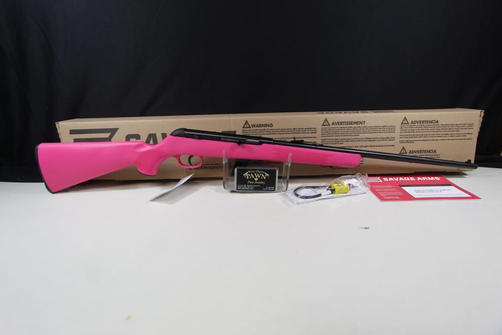 NIB SAVAGE 64 F 22 LR SEMI AUTO RIFLE 21" 10+1 PINK SYN 40218-img-0