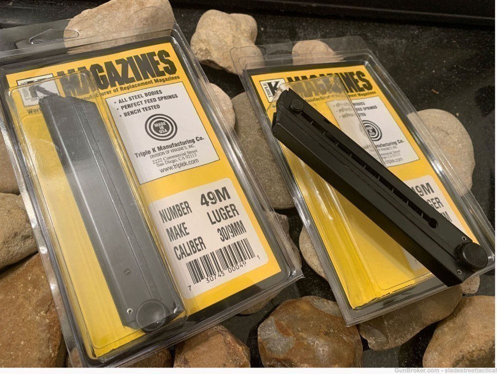 2-Pack Luger .30 OR 9MM 7 Round RD Blued Steel Magazine Mag Mags USA MADE-img-0