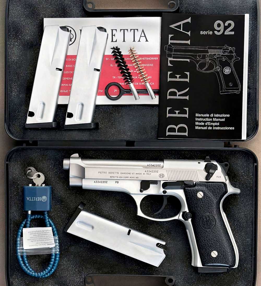Beretta 92FS INOX 9mm Pistol, JS92F520M Italy, (5) 15rd Mags, LOK Grips-img-1