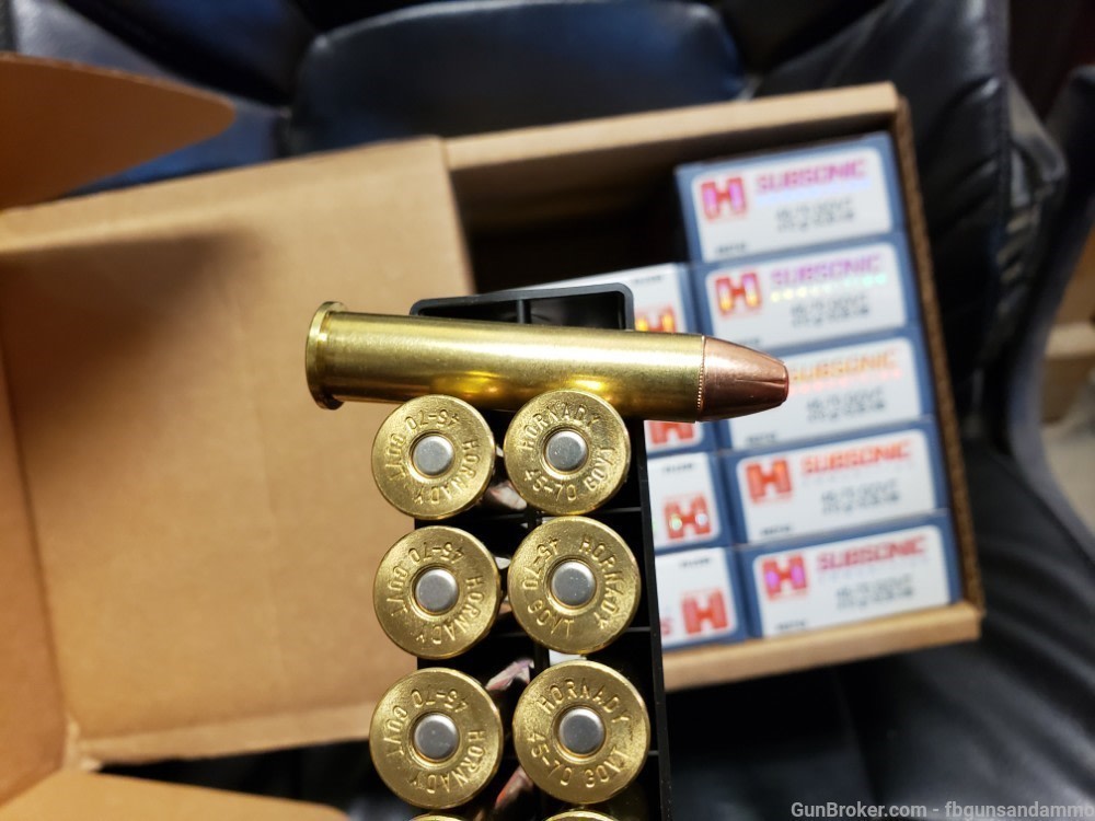 NEW 200 ROUNDS HORNADY SUBSONIC .45-70 GOVT 410 GR SUB-X X 70 45 82742-img-4