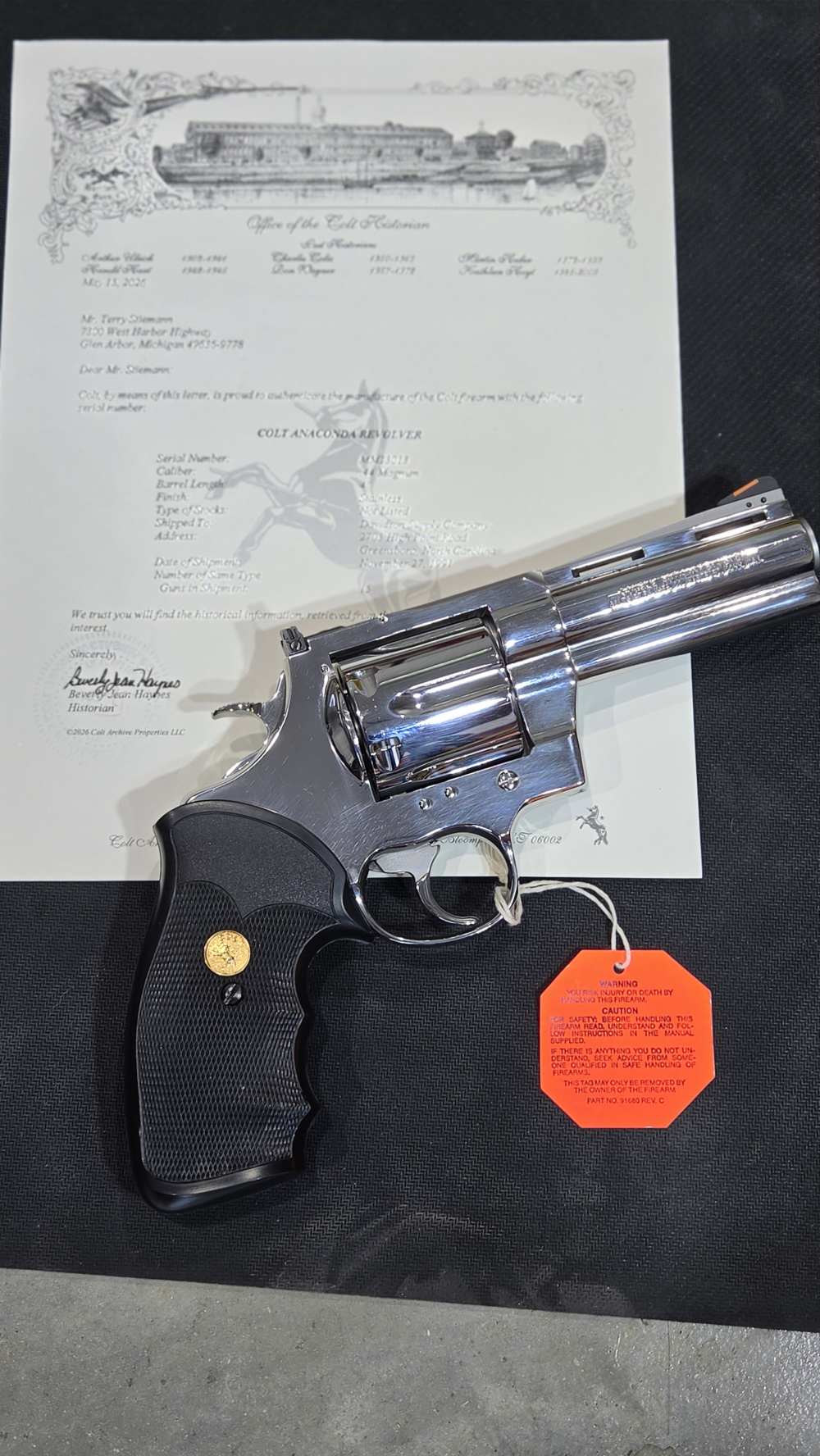  NIB-Stainless Colt Anaconda Insane Mirrored Finish .44mag 1991 Vintage 4"-img-1