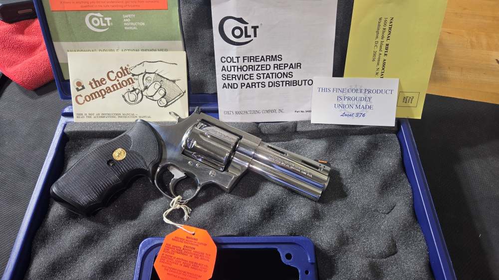  NIB-Stainless Colt Anaconda Insane Mirrored Finish .44mag 1991 Vintage 4"-img-0