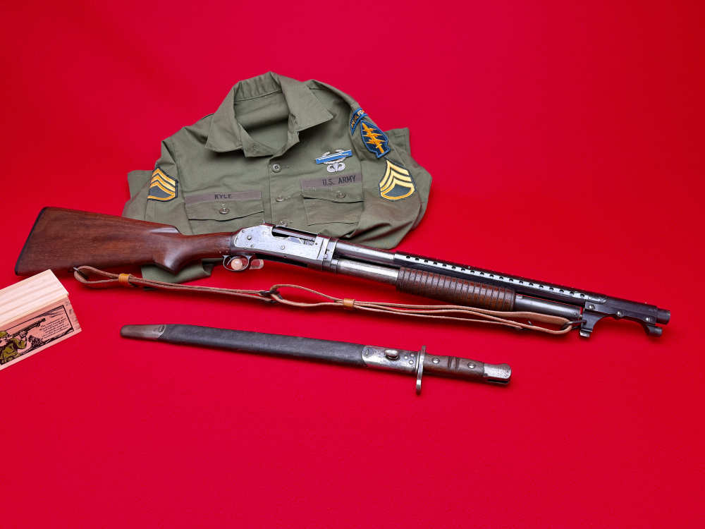 U.S. MARKED - WW2 1943 WINCHESTER MODEL 1897 TRENCH GUN 12 GA w/ BAYONET-img-6
