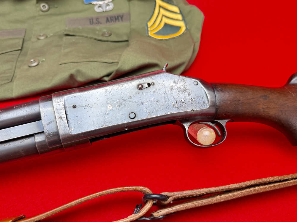 U.S. MARKED - WW2 1943 WINCHESTER MODEL 1897 TRENCH GUN 12 GA w/ BAYONET-img-4
