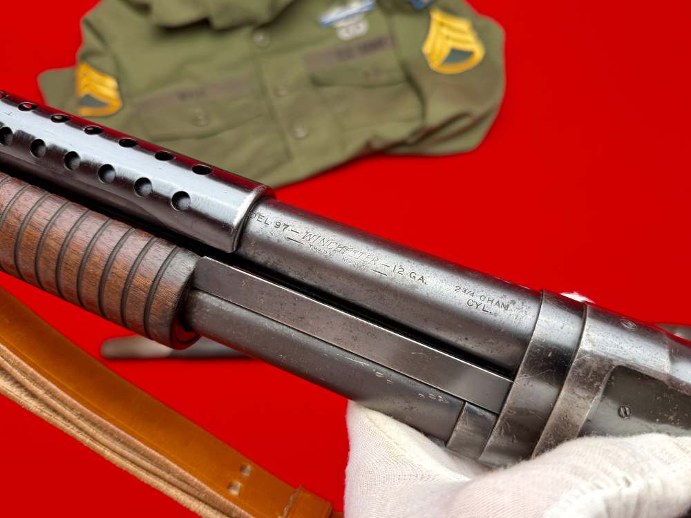 U.S. MARKED - WW2 1943 WINCHESTER MODEL 1897 TRENCH GUN 12 GA w/ BAYONET-img-17