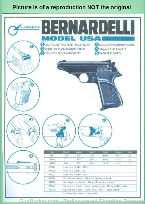 Bernardelli Liberty .22, .32. 380 factory Sheet Re-img-0