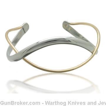 925 Sterling Silver Rhodium Plated/14K Gold 1"wide Cuff Bracelet.S2*REDUCED-img-0