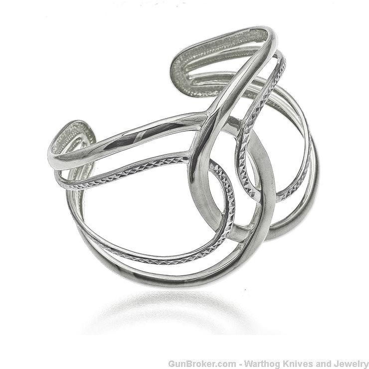 925 Sterling Silver Rhodium Plated 2" wide Cuff Bracelet.  S4. *REDUCED*-img-0