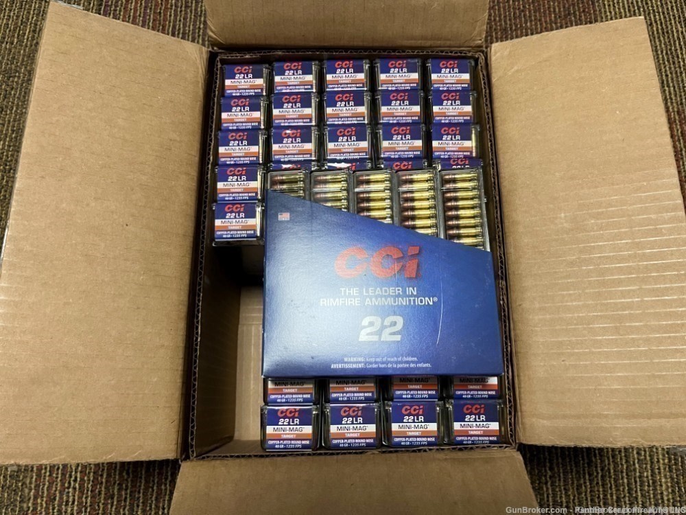 500 Rounds CCI Mini Mag .22 LR High Velocity Copper Plated Solid Point 0030-img-1