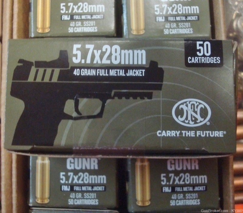 100 FN 5.7x28 FMJ 40 grain SS201 New Ammo 5.7 FN PS90 NEW Ammuniton-img-0