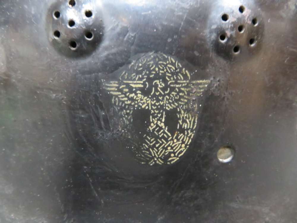 WWII GERMAN CIVIL POLICE MODEL 1934 HELMET-“SALT & PEPPER SHAKER” AIR VENTS-img-1