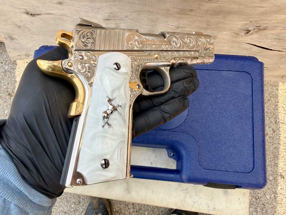 Colt Combat Commander 38 super Icy Bright Nickel ENGRAVED & 24k Gold -img-16