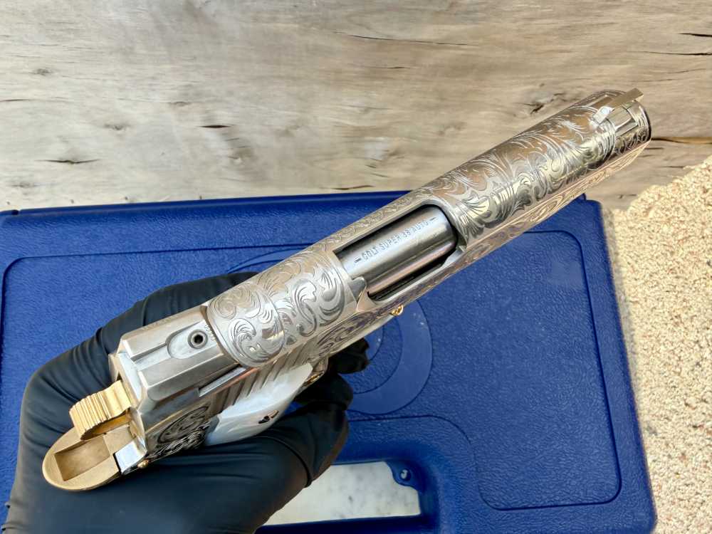 Colt Combat Commander 38 super Icy Bright Nickel ENGRAVED & 24k Gold -img-12