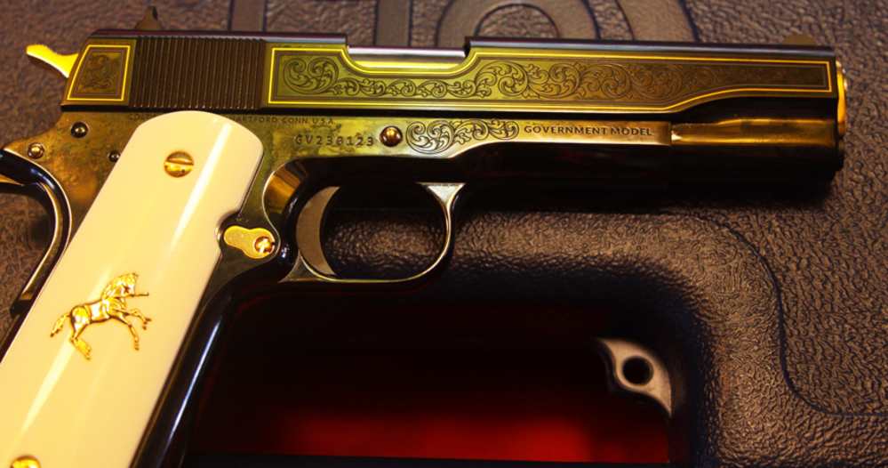 Colt 1911 Classic Government, .45ACP, Engraved, 24kt Gold - NEW!-img-1