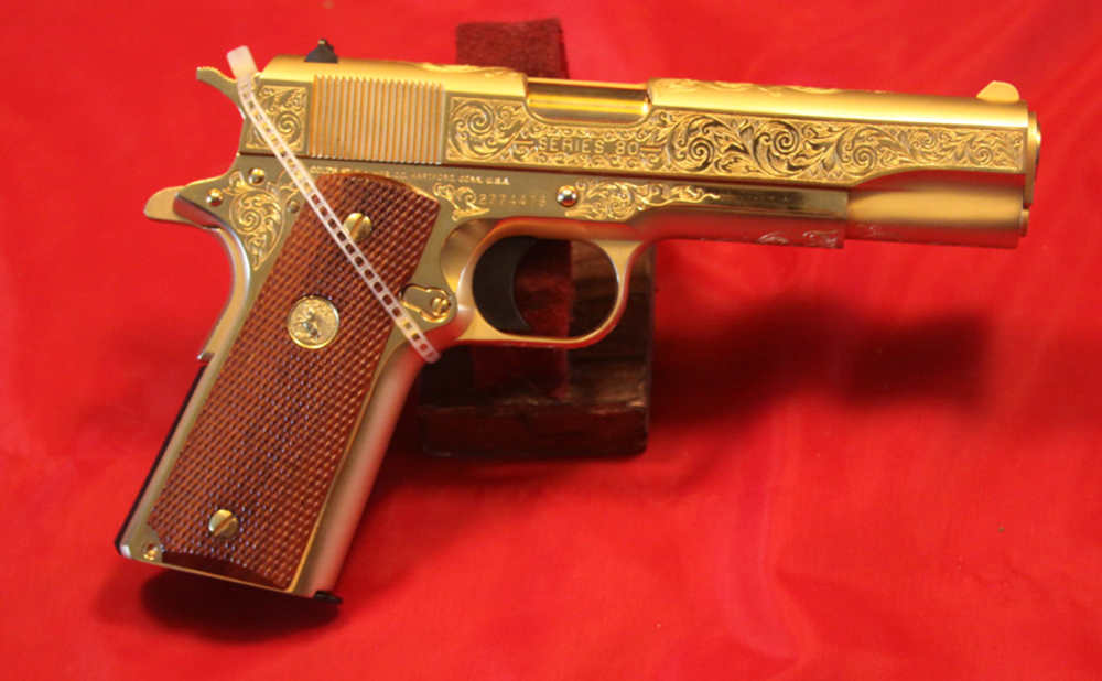 Colt M1991A1 Series 80, .45ACP, 5" Barrel, Gold, Engraved, Made in 1998-img-1