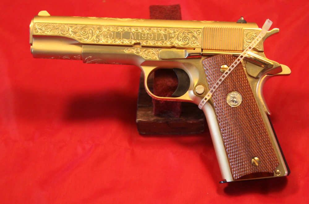 Colt M1991A1 Series 80, .45ACP, 5" Barrel, Gold, Engraved, Made in 1998-img-0