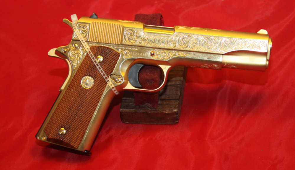 Colt M1991A1 Series 80, .45ACP, 5" Barrel, Gold, Engraved, Made in 1998-img-4