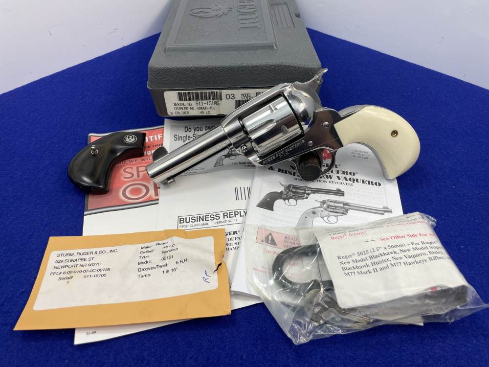 2011 Ruger New Vaquero Birdshead .45 Colt 3.75" SS*BEAUTIFUL SINGLE-ACTION*-img-4