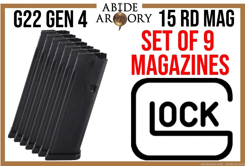 Glock 22 GEN 4 Factory Magazines 40 S&W 40sw 15 Rd 9 Pack Mag Lot-img-0