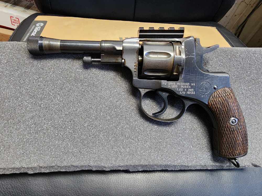USED 1895 NAGANT QUIET REVOLVER 4.5 THREADED 7.62X38R SUPPRESSOR OPTICS RDY-img-5