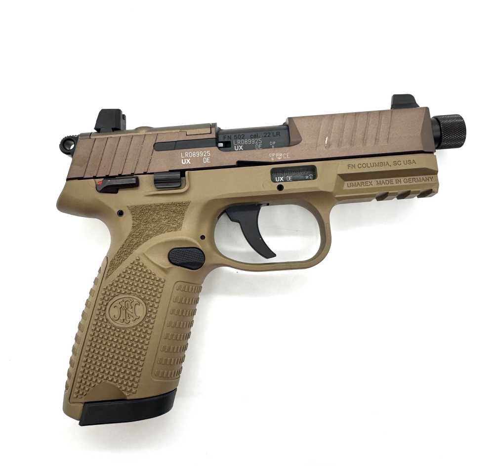 FN 502 Tactical .22 LR SAO Semi-Auto Pistol, FDE, Threaded, 2 Mags-img-5