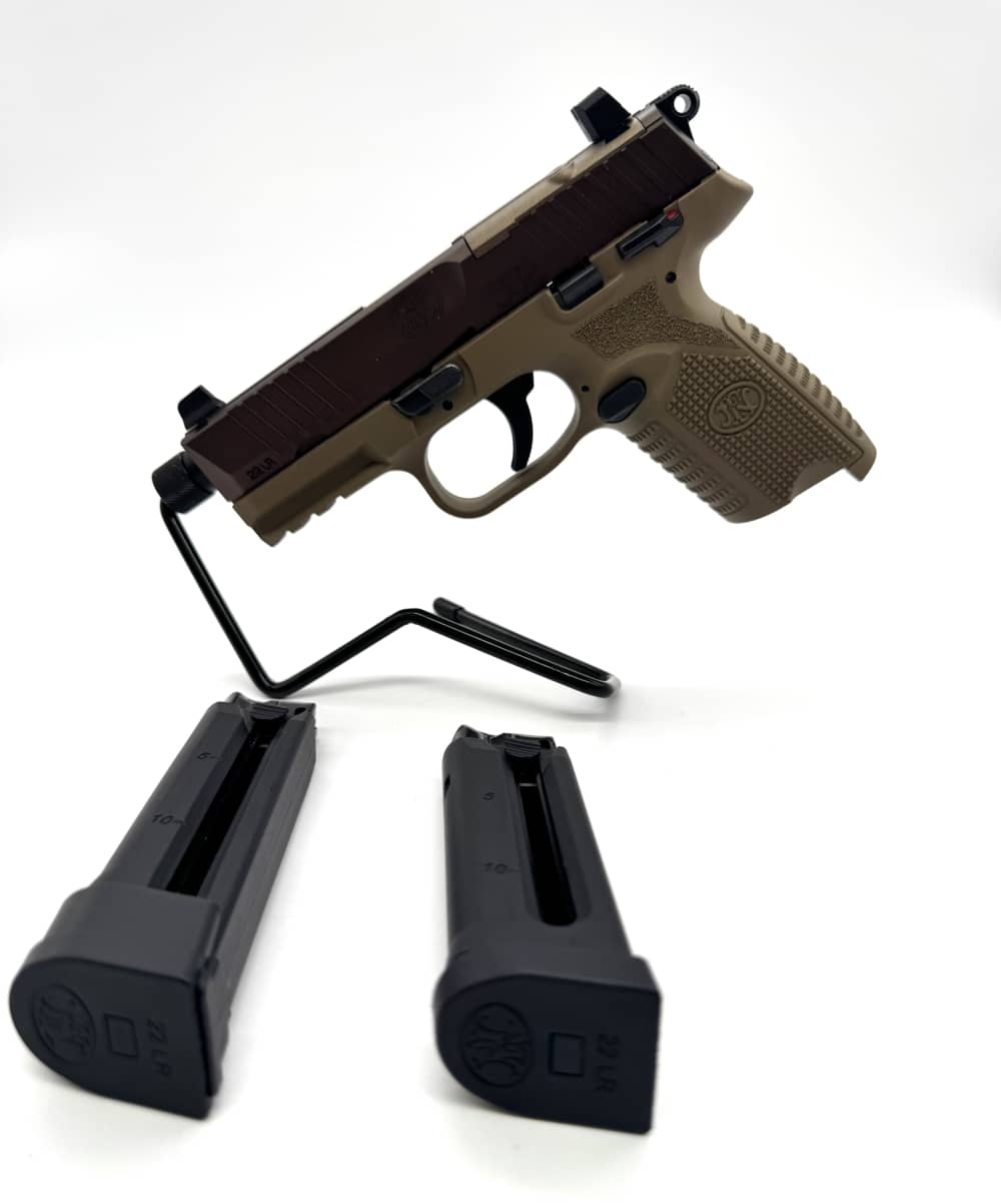 FN 502 Tactical .22 LR SAO Semi-Auto Pistol, FDE, Threaded, 2 Mags-img-0