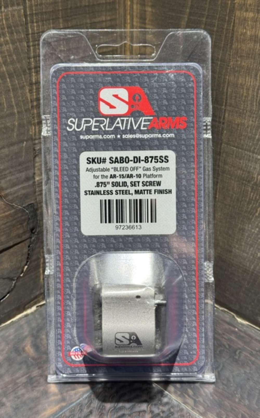 Superlative Arms AR15 .875 Adjustable Gas Block Stainless Steel Set Screw -img-0