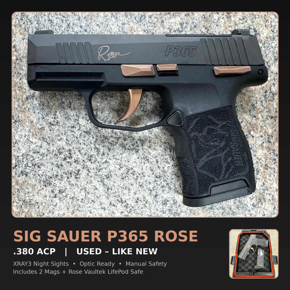 Sig Sauer P365 Rose .380 ACP  2 Mags + Vaultek Safe-img-0