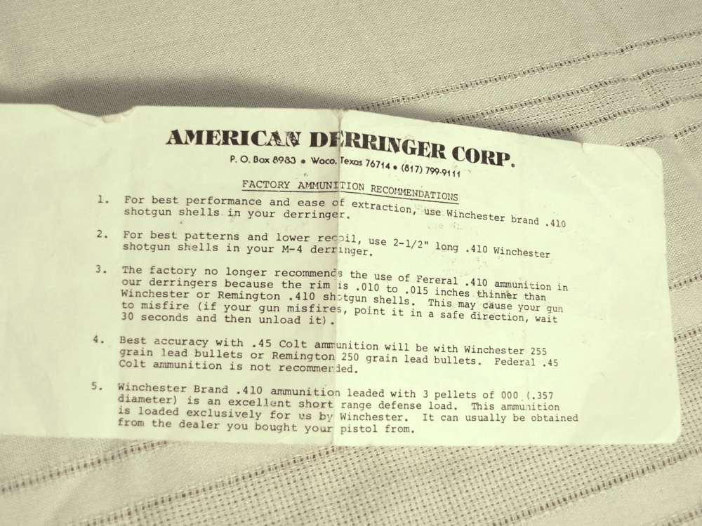 American Derringer Model M1, 45 Colt or 410 Shells, Excellent Condition-img-15