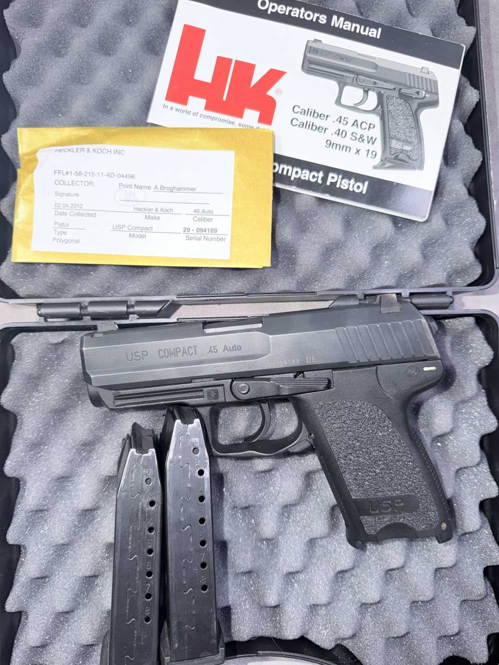 USED! HK HECKLER & KOCH USP45 COMPACT 45 ACP PISTOL ORIG CASE 2 MAGS USPC -img-21