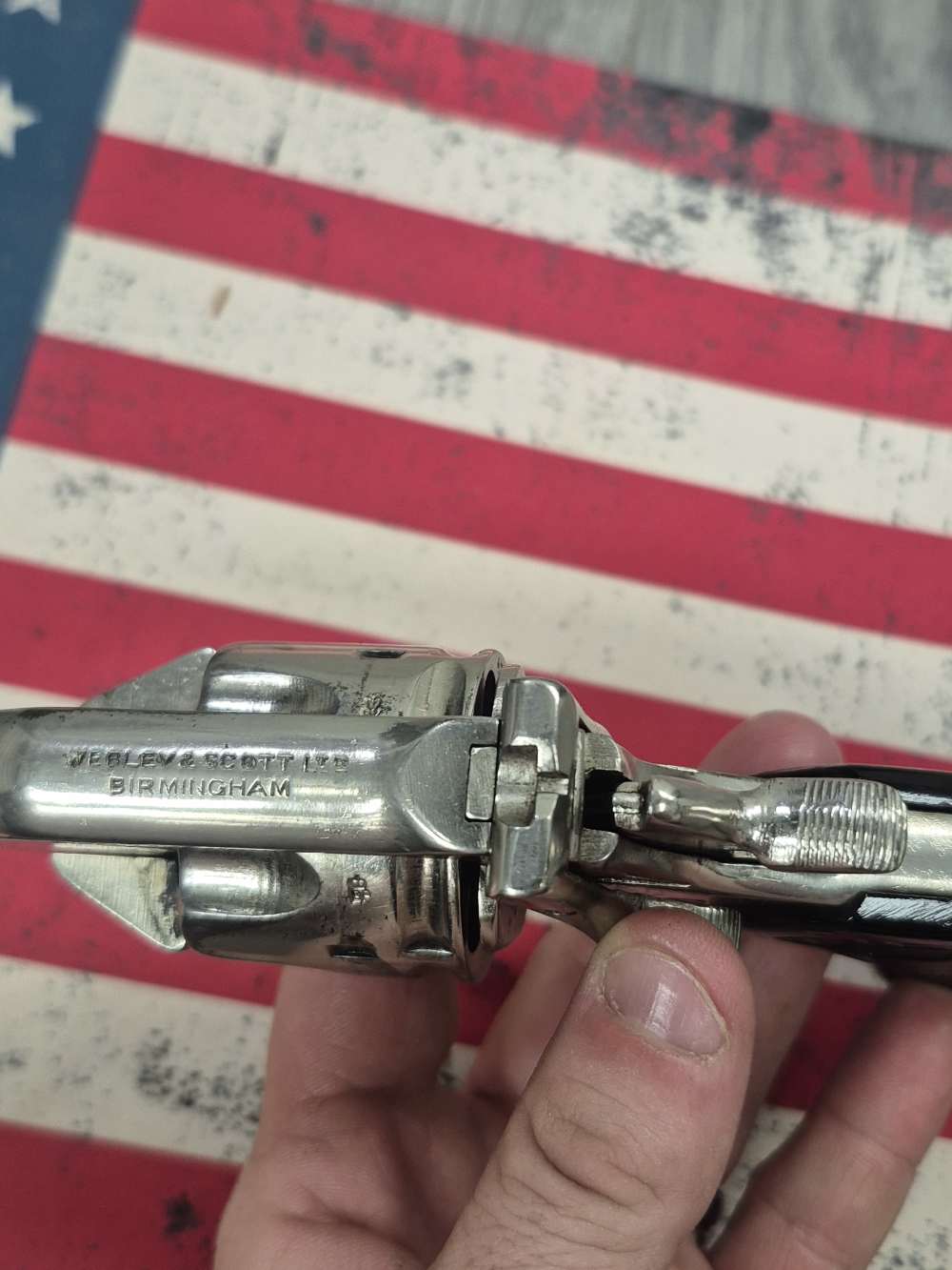 PENNY! VERY NICE RENICKELED OFFICER STYLE WEBLEY IV REVOLVER 38/200 WW2 -img-20