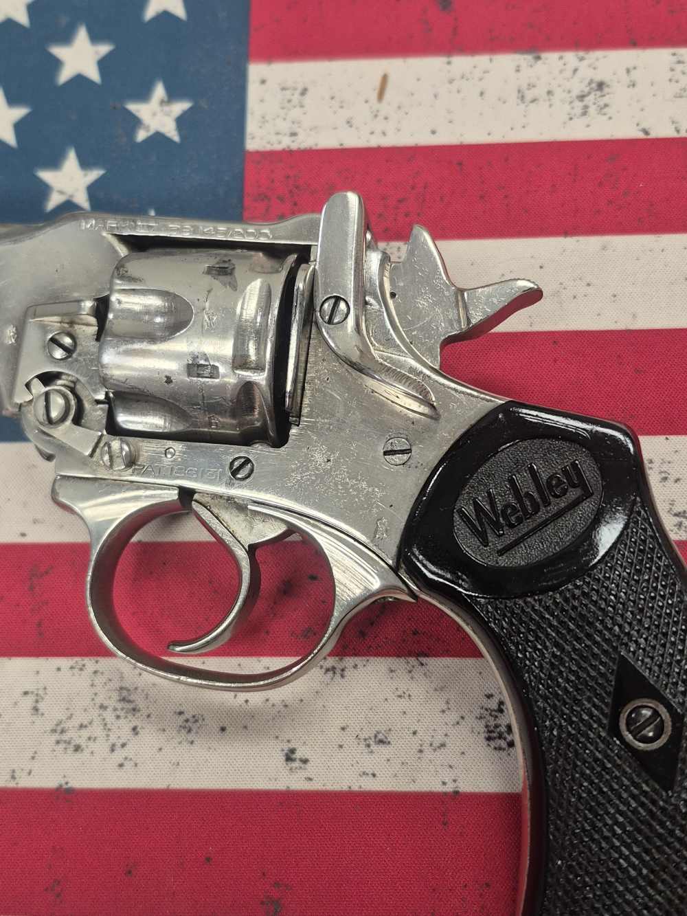 PENNY! VERY NICE RENICKELED OFFICER STYLE WEBLEY IV REVOLVER 38/200 WW2 -img-13