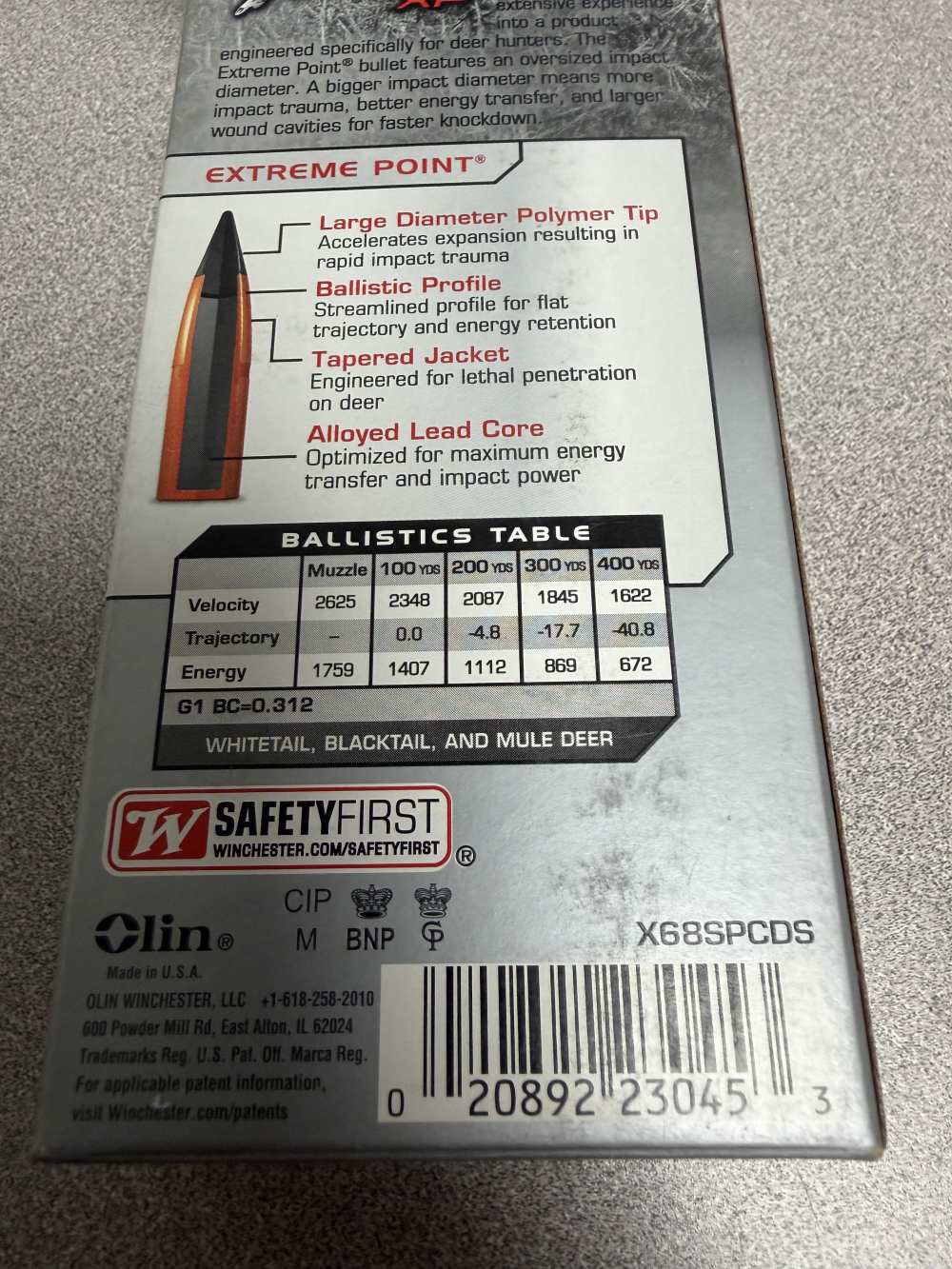 60 Rounds of Winchester Deer Season X68SPCDS, 6.8 SPC, Extreme Point, 115GR-img-2