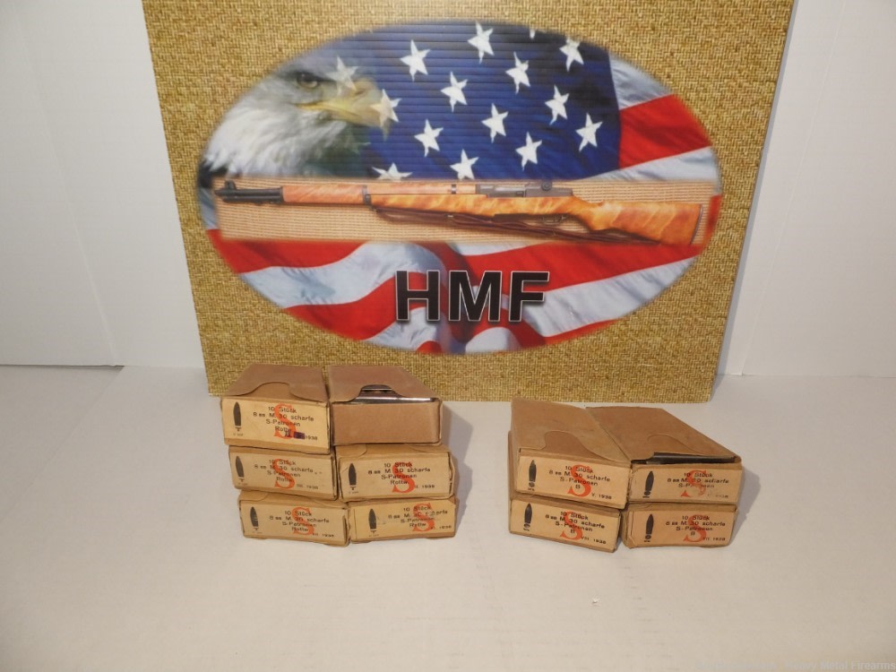 8x56R Steyr WW2 Original Military Ammo 10  Bxs. 100 rds German Marked -img-0