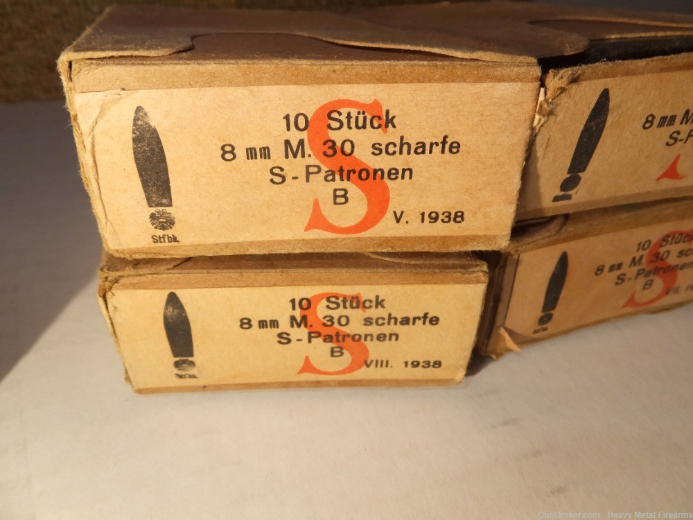 8x56R Steyr WW2 Original Military Ammo 10  Bxs. 100 rds German Marked -img-3