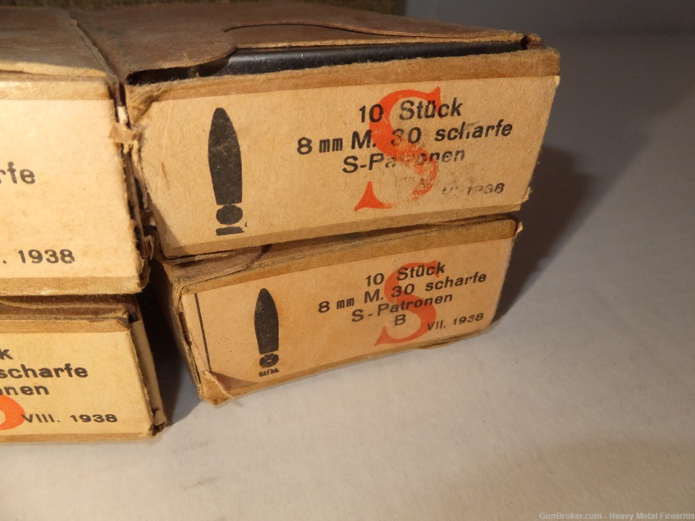 8x56R Steyr WW2 Original Military Ammo 10  Bxs. 100 rds German Marked -img-4