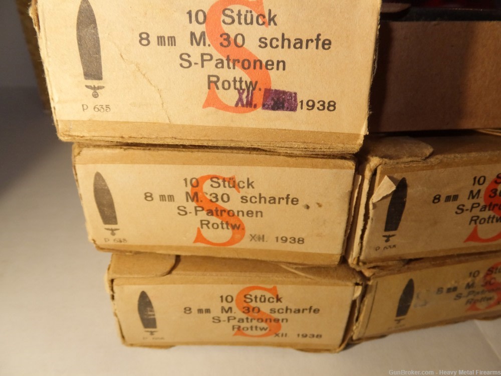 8x56R Steyr WW2 Original Military Ammo 10  Bxs. 100 rds German Marked -img-1