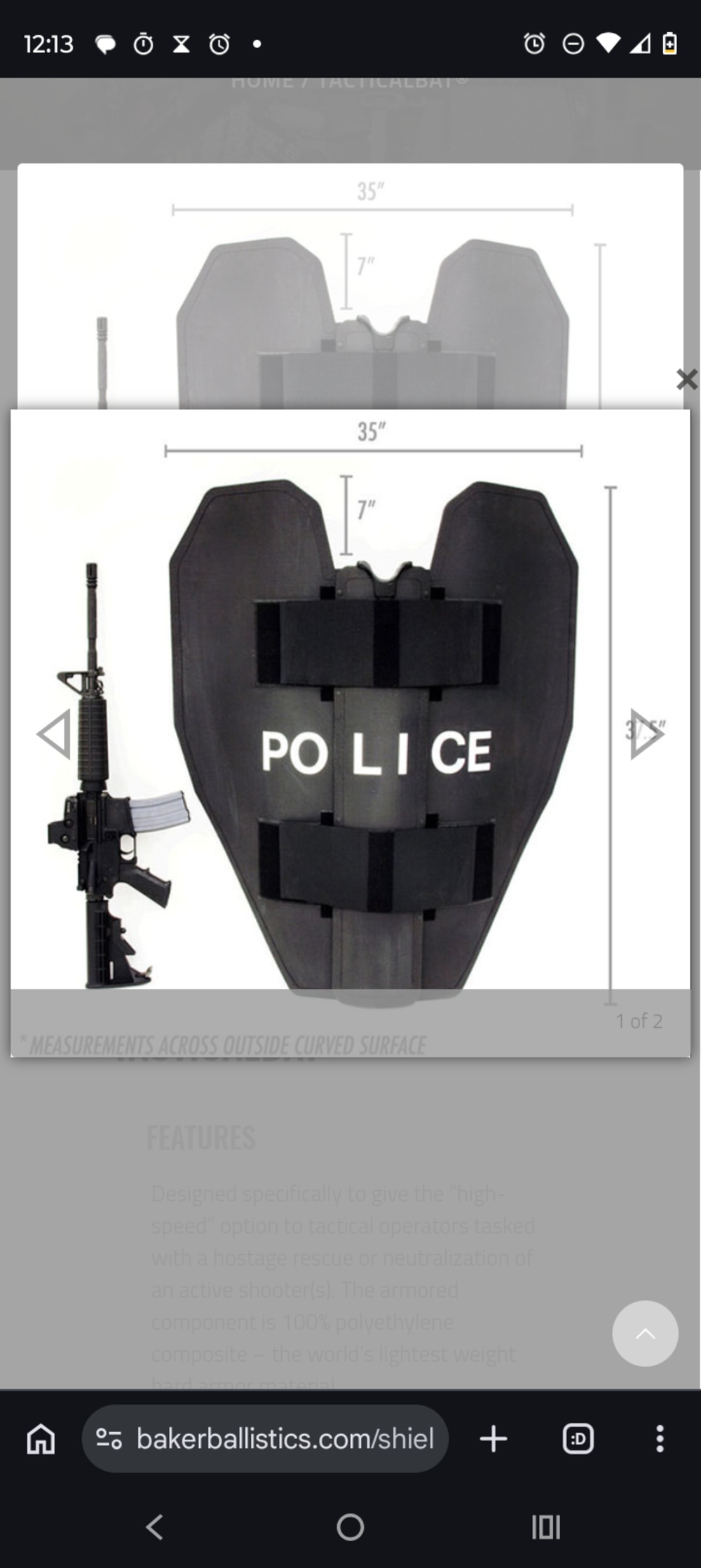 Baker "Bat Shield" ballistic shield. Folding LE issue RARE! -img-0