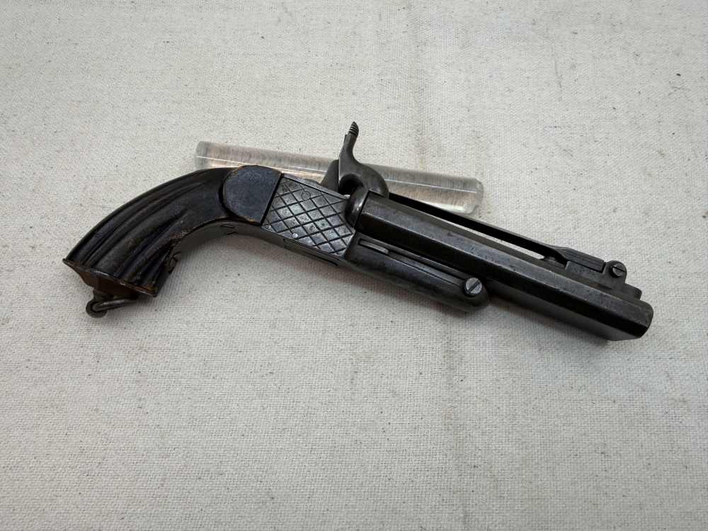 Belgian Double Barrel  Pinfire Pistol 9mm Shot w/ Bayonet ANTIQUE NO FFL-img-1