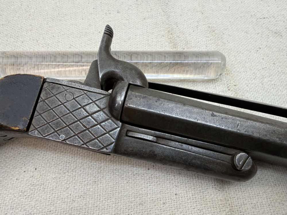 Belgian Double Barrel  Pinfire Pistol 9mm Shot w/ Bayonet ANTIQUE NO FFL-img-7