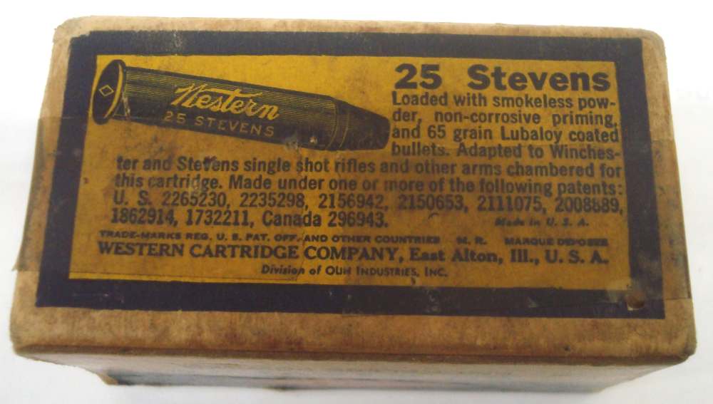 27 WESTERN 25 Stevens 65 grain Lubaloy NOS brass ammunition-img-3