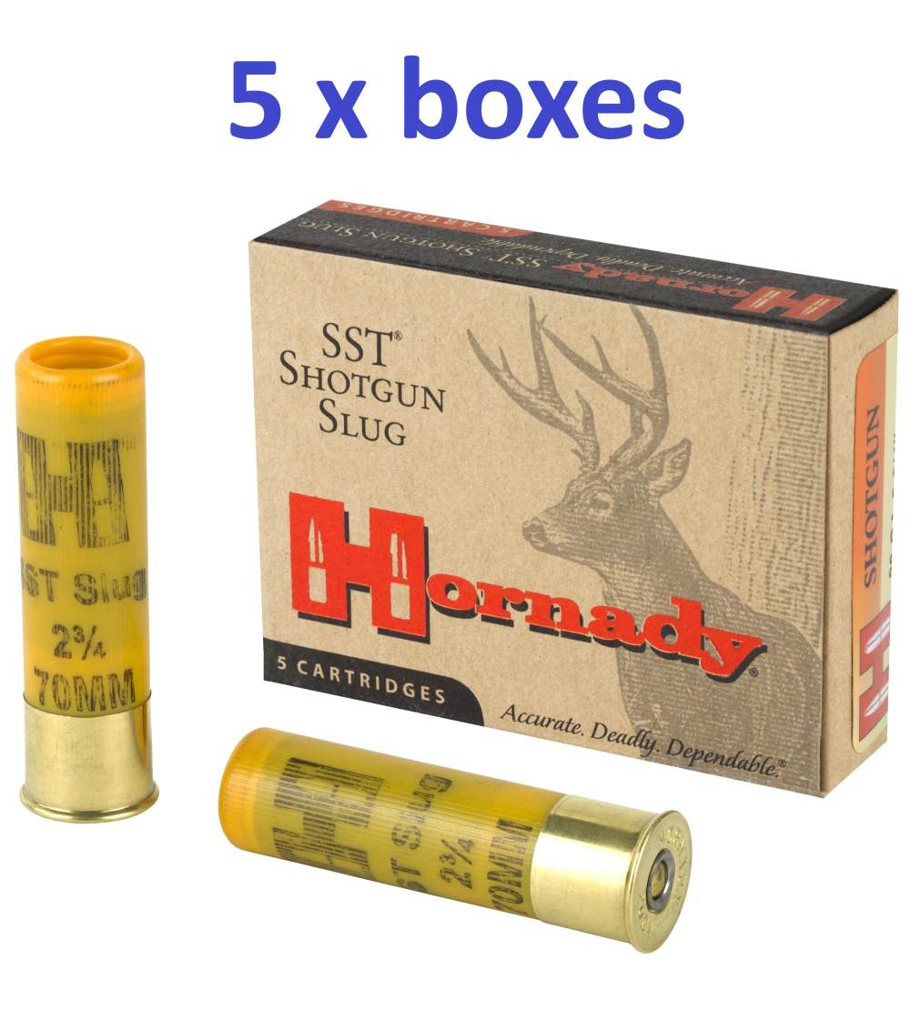 25rds HORNADY SST 20GA 2.75" 250GR SABOT SLUG   5 x 5rd Boxes-img-0