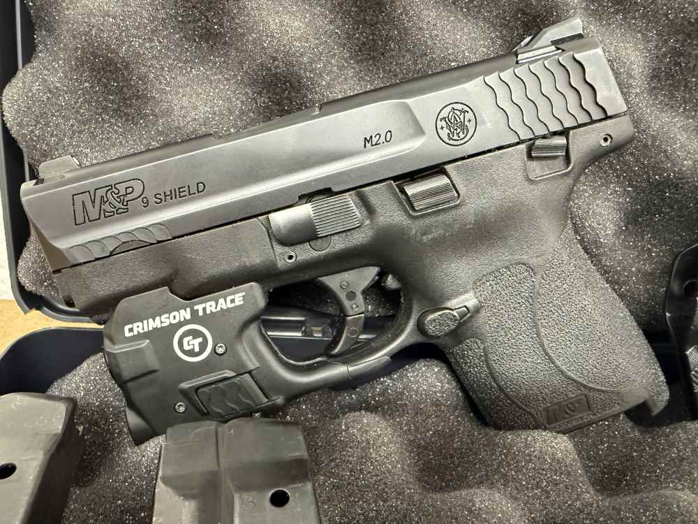 Smith & Wesson M&P 9 Shield w/Crimson Trace Light-Pole.Craft Holster-4mags-img-1